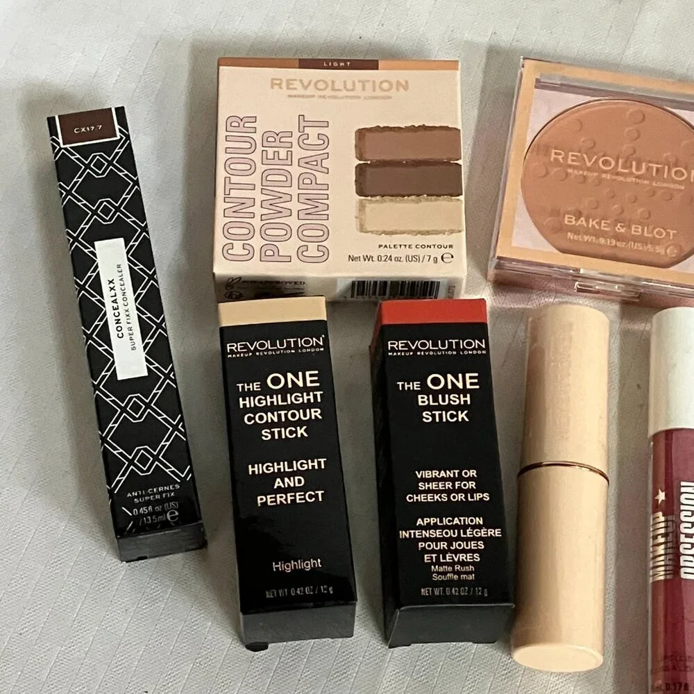 Revolution Makeup Lot Of 10 Concealers Lipsticks Blush Powder Primer & More